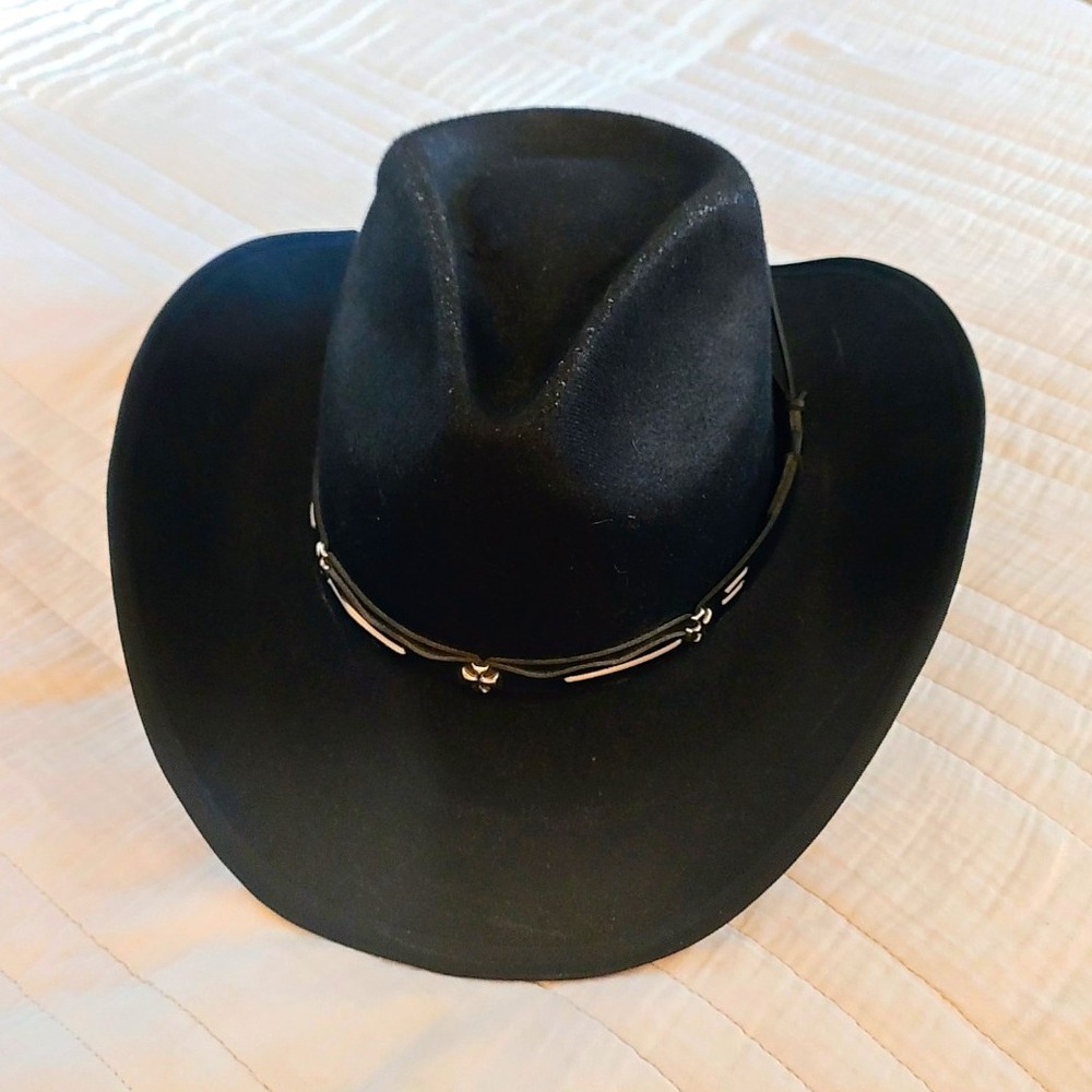 Gone Country Black Cowboy Hat Size M Western Rodeo Silver Accent Hatband